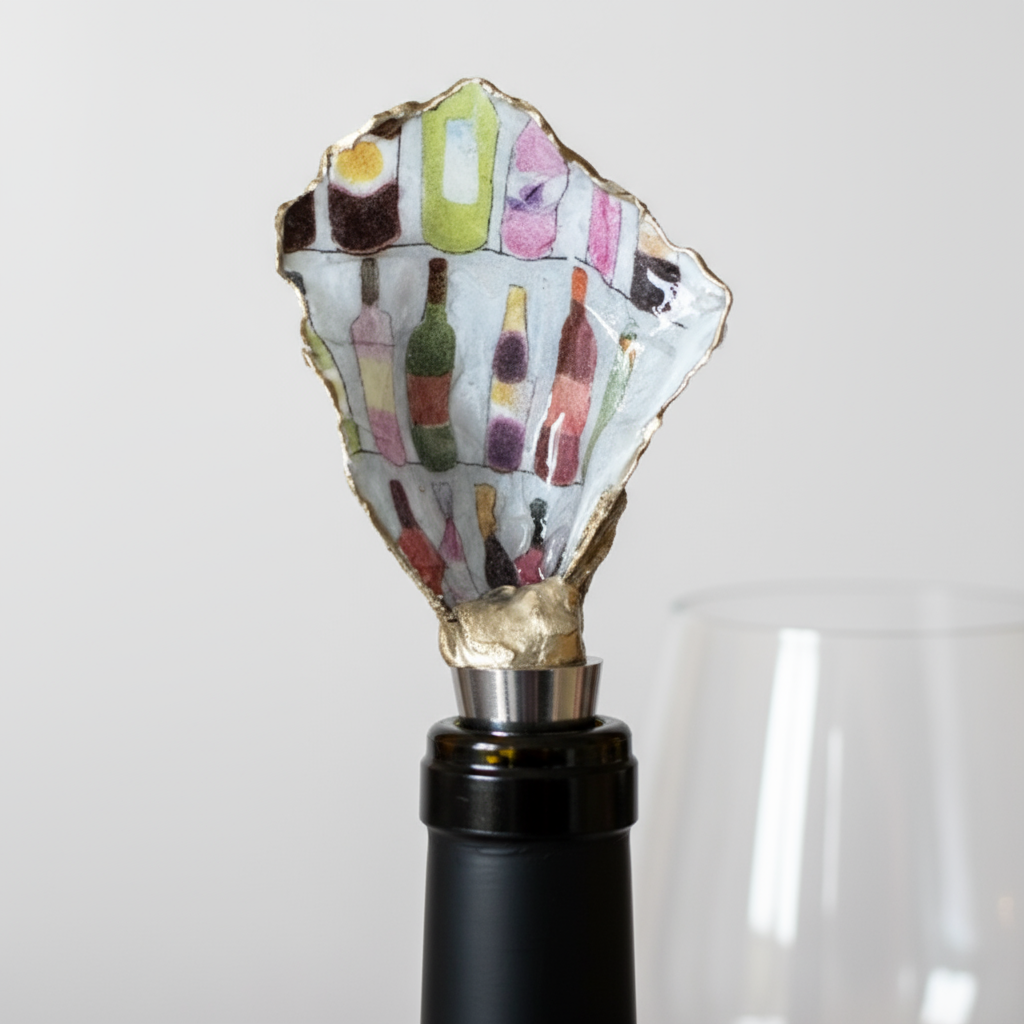 Vintners Palette Oyster Shell Wine Stopper