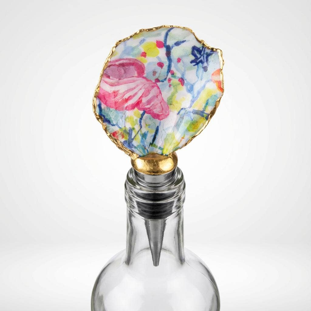 Watercolor Ocean Oyster Shell Wine Stopper