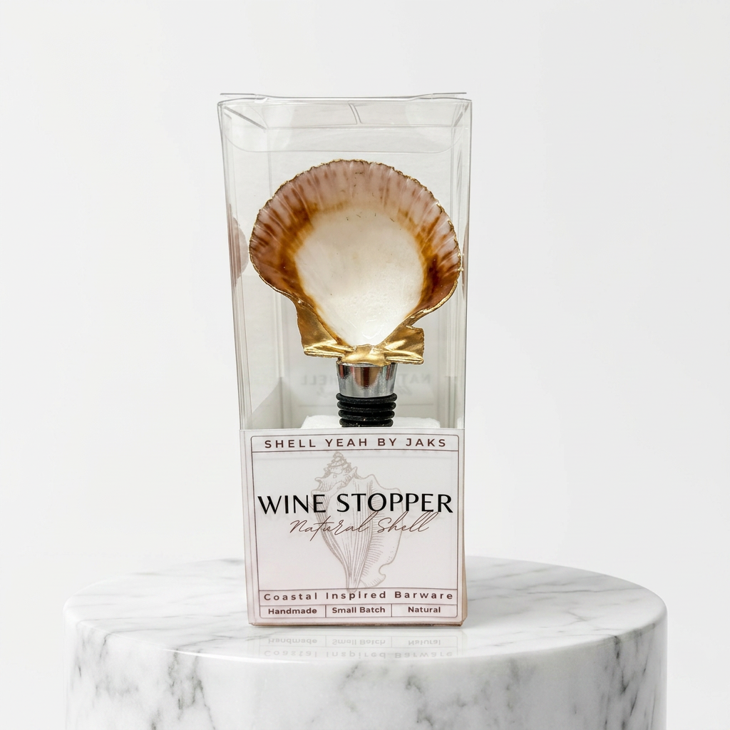 Calico Pearl Scallop Shell Wine Stopper