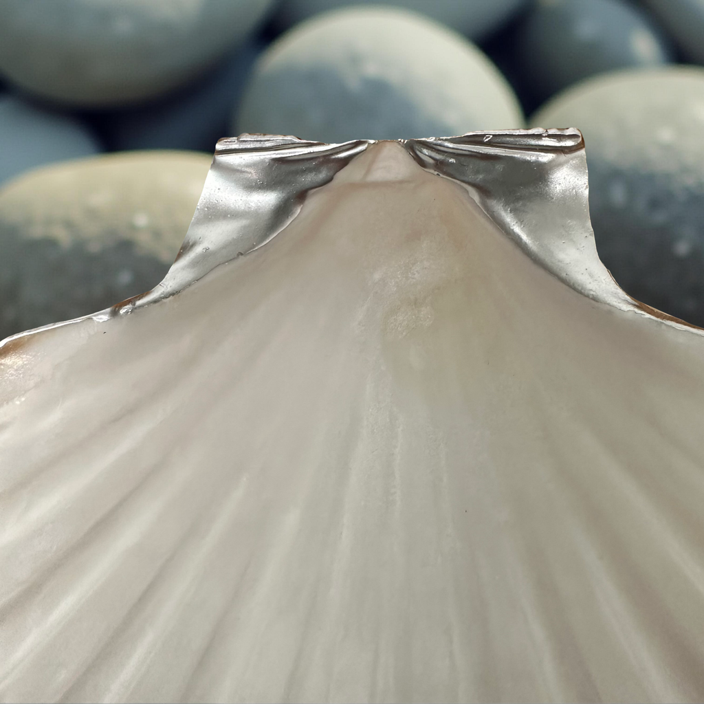 Natural Scallop Dish Gold Rim