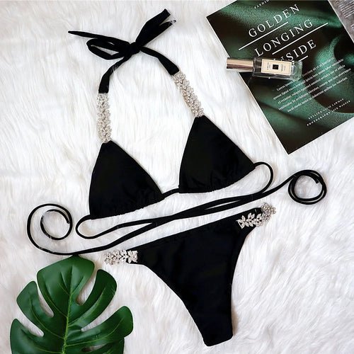 Diamond Bikini Halter Swimsuit Bandage Swimwear - Shell Yeah by JaksS22-SOther