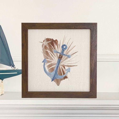 Driftwood Anchor - Framed Sign - Shell Yeah by JaksWalnutCS-BFS-11156-BRNHome Decor