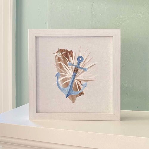 Driftwood Anchor - Framed Sign - Shell Yeah by JaksWhite-washedCS-BFS-11156-WHTHome Decor