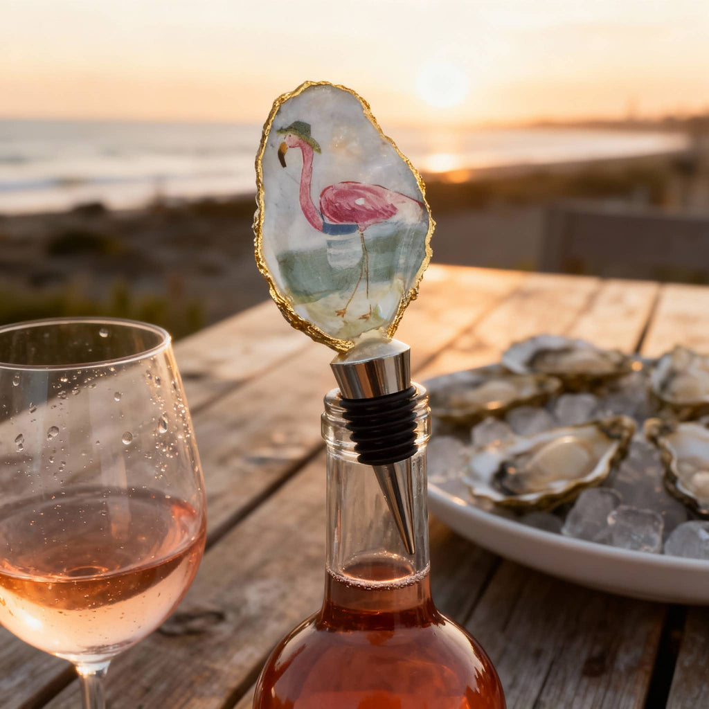 Flamingo Oyster Shell Wine Stopper