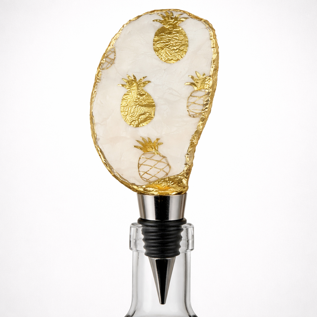Golden Pineapple Oyster Shell Wine Stopper