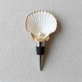 White Scallop Shell Wine Stopper Pearl Option