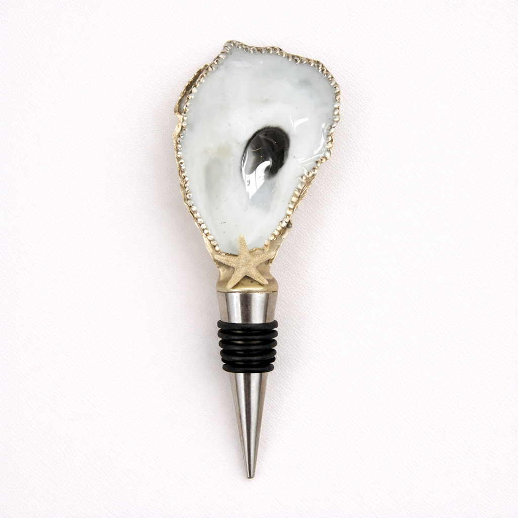 Gold Starfish Oyster Shell Wine Stopper