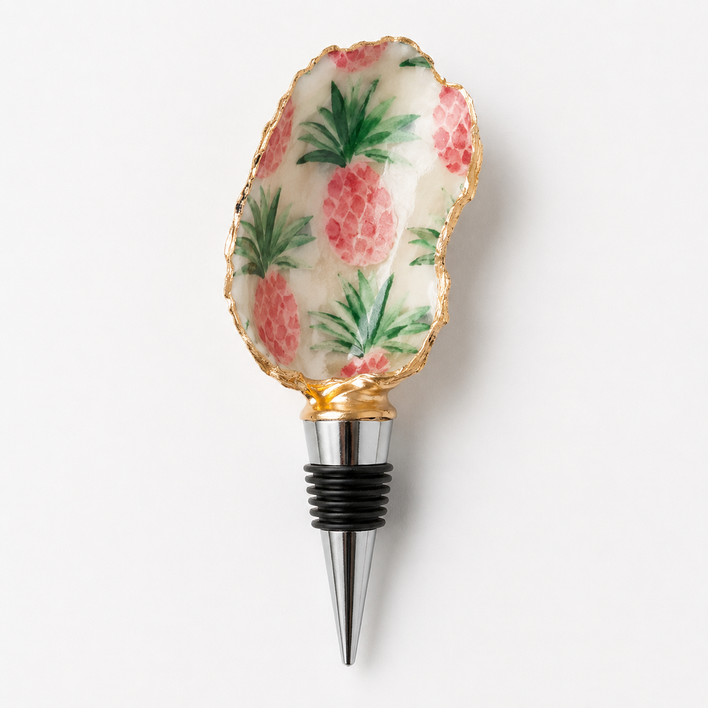 Pink Pineapple Oyster Shell Wine Stopper