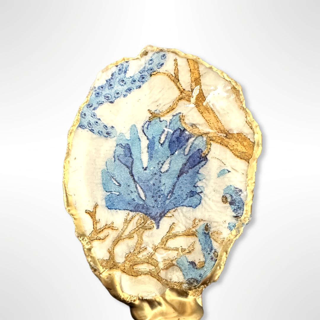 Blue Coral Reef Oyster Shell Wine Stopper