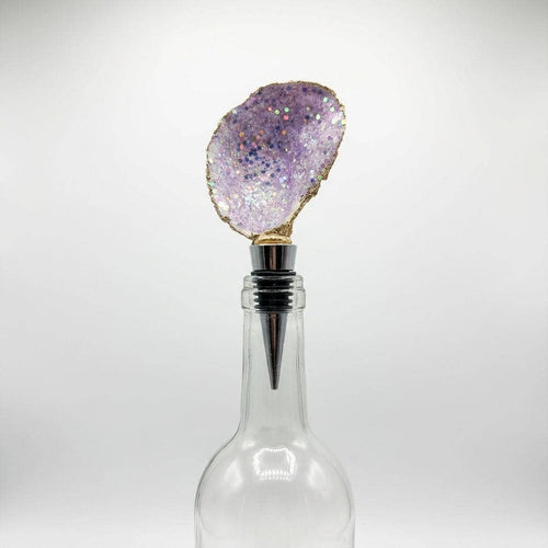Amethyst Aura Glitter Oyster Shell Wine Stopper