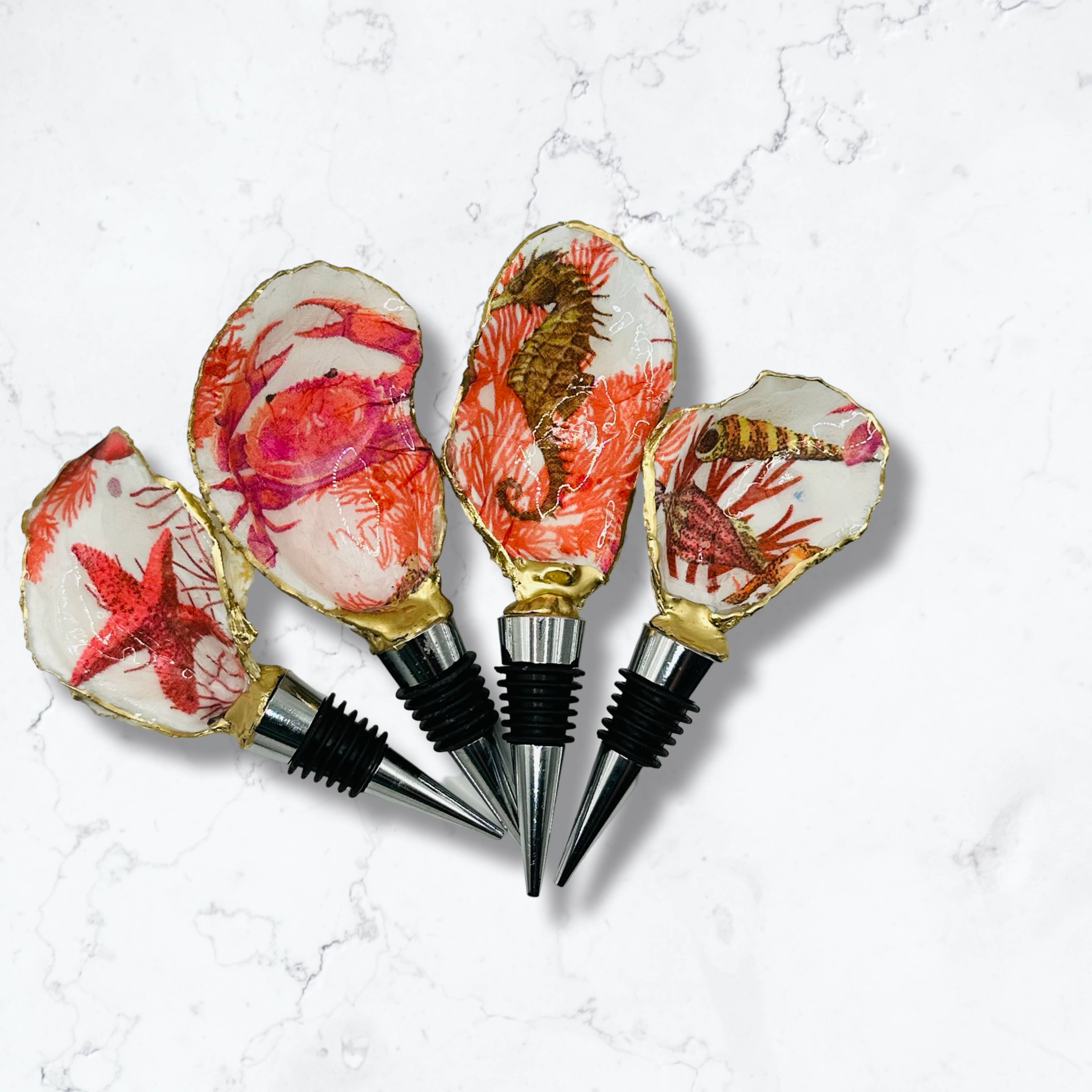 Coral Reef Oyster Shell Wine Stopper