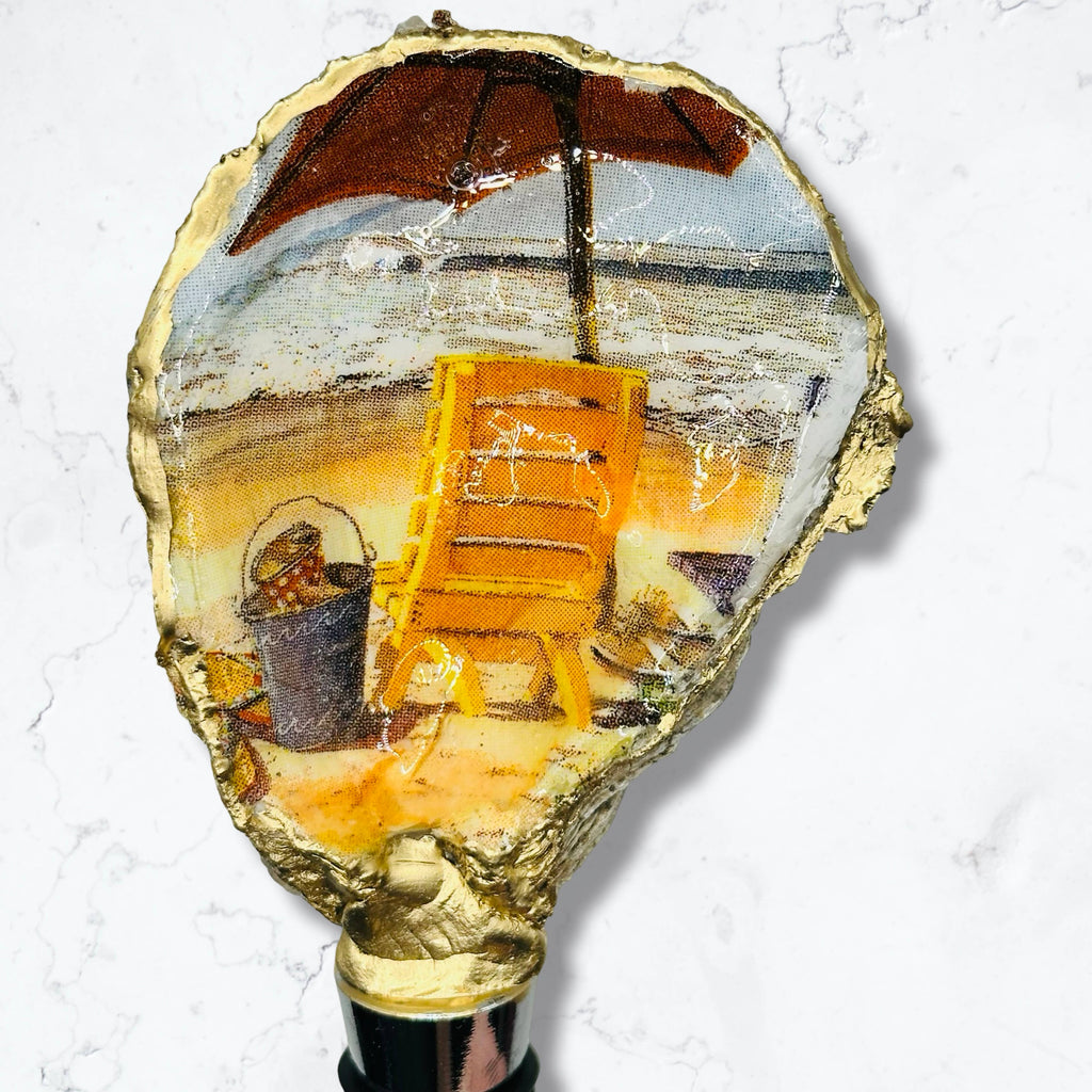 Beach Chair Oyster Shell Wine Stopper