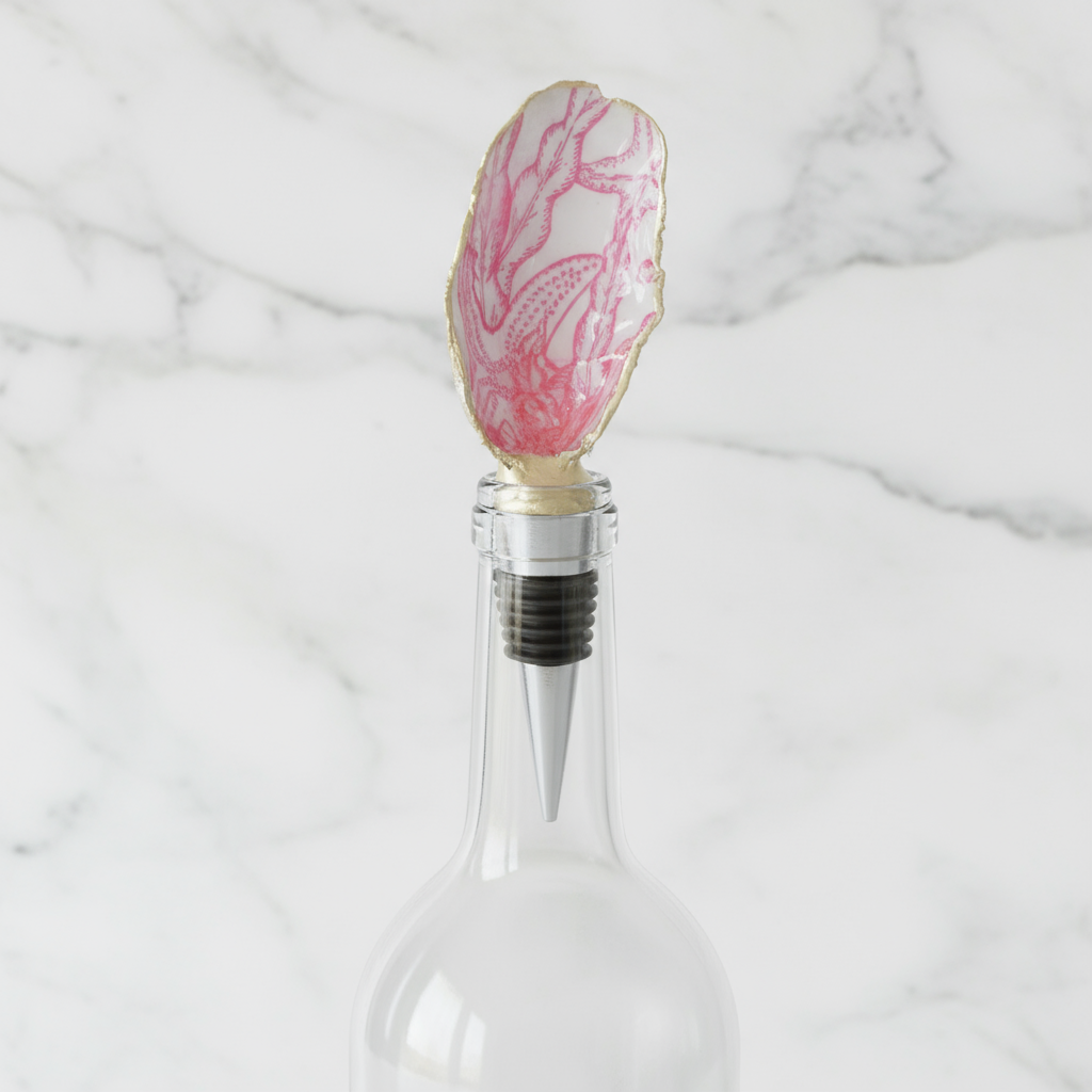Pink Coral Oyster Shell Wine Stopper