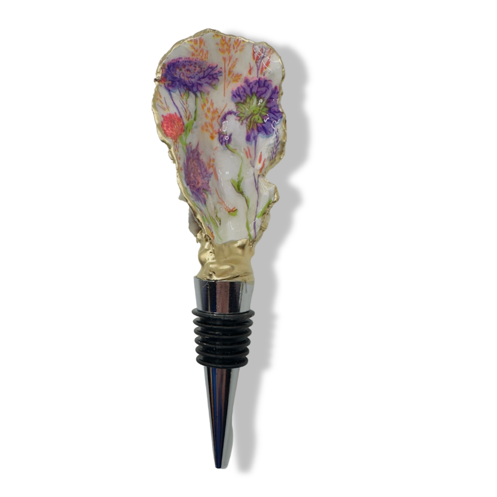Blue Cornflower Oyster Shell Wine Stopper
