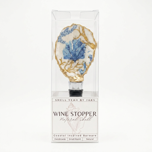 Blue Coral Reef Oyster Shell Wine Stopper