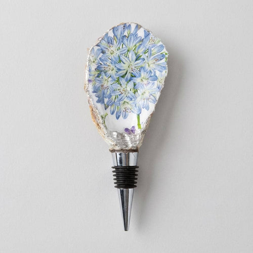 Azure Agapanthus Oyster Shell Wine Stopper