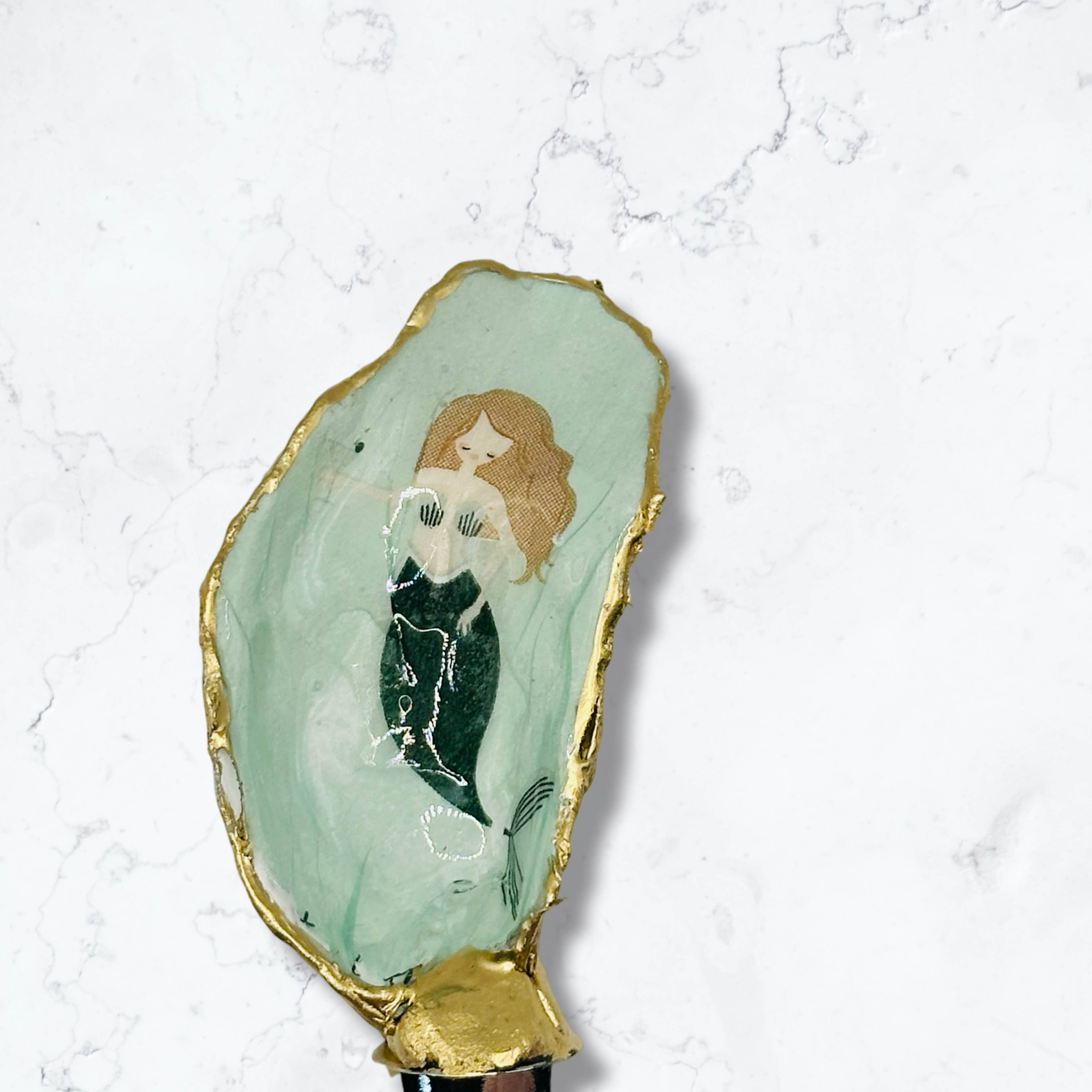 Seafoam Mermaid Oyster Shell Wine Stopper