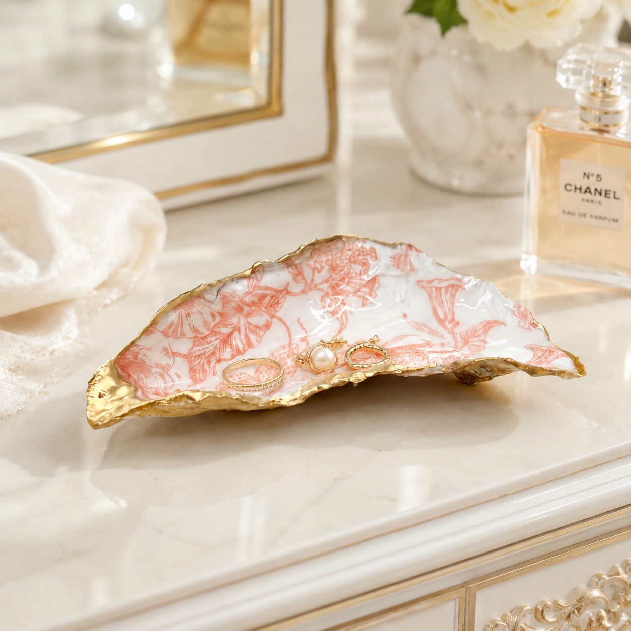 Blush Butterfly Oyster Shell Jewelry Dish
