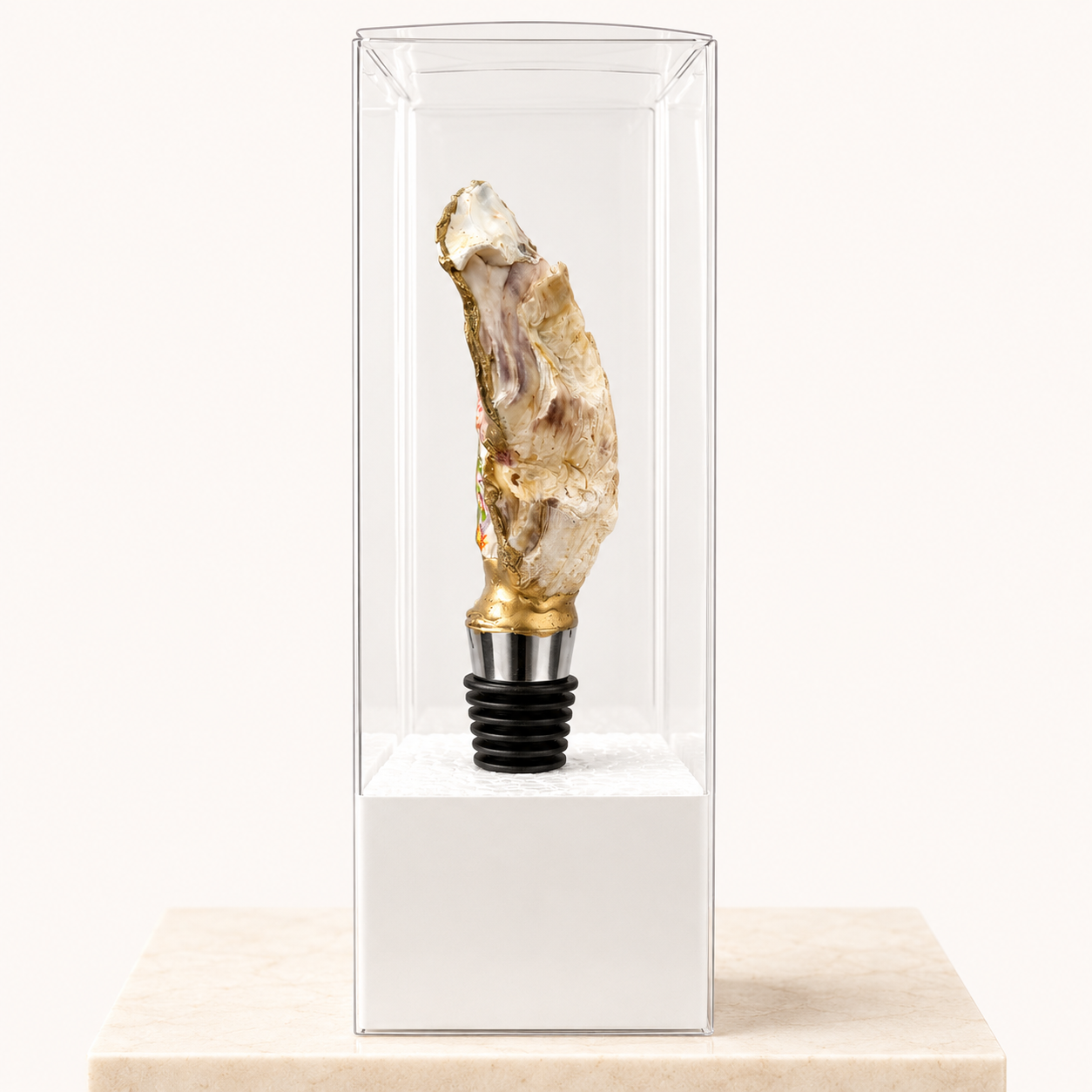 Watercolor Ocean Oyster Shell Wine Stopper