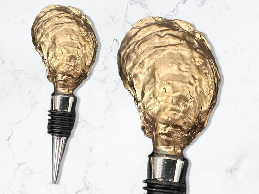 Tropical Pineapple Oyster Shell Wine Stopper – Gold Rim