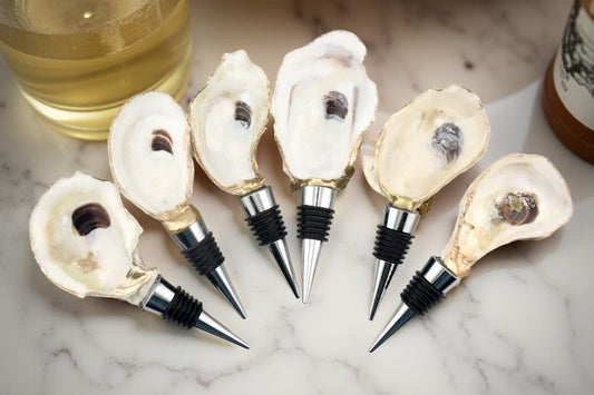 Coastal Classic Natural Oyster Shell Wine Stopper – Gold Rim