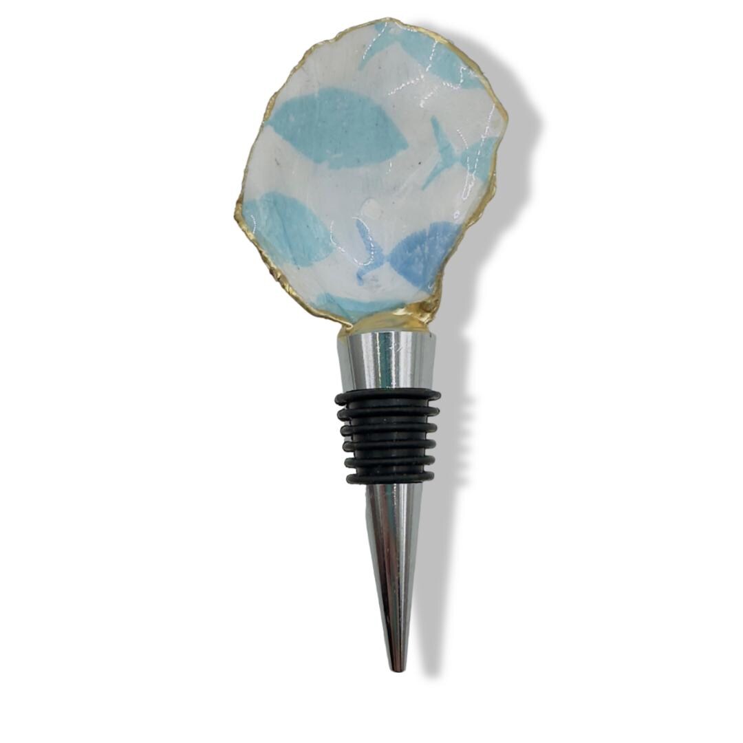 Blue Fish Bottle Stopper Coastal Barware Wine Stopper