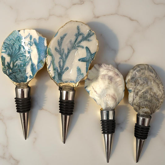 Ocean Breeze Oyster Shell Wine Stopper – Gold Rim