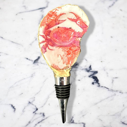 Crimson Crab Oyster Shell Wine Stopper – Gold Rim