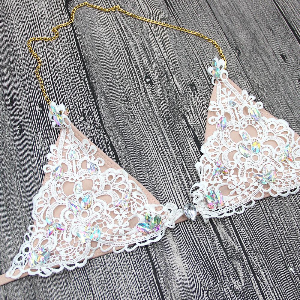 Jeweled Bikini Crochet Jewelry Bikini Set two pieces Swimsuit Crystal - Shell Yeah by JaksSB464White15148192-b464white-sDresses