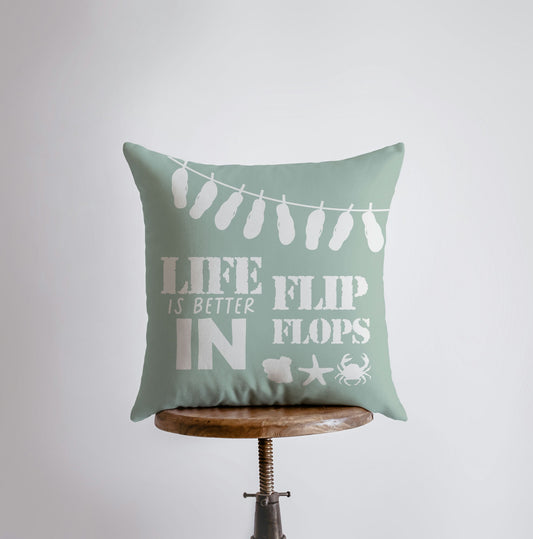 Life is Better in Flip Flops | Pillow Cover | Throw Pillow | Home - Shell Yeah by Jaks16x16 InchesCover & Insertlifeisbetterinflipflops-7Home Decor