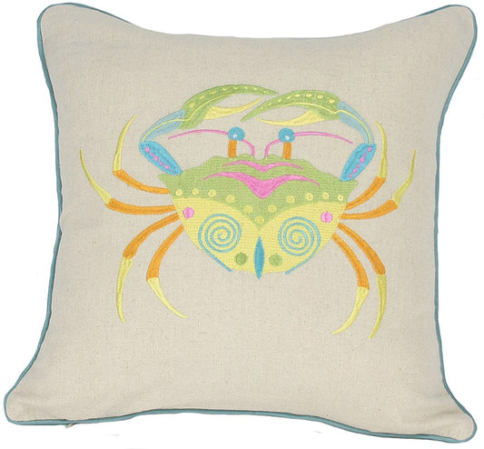ML11303 Coastal Embroidery Pillow, 18"x18" - Shell Yeah by JaksCrabML11303B1818FeatherHome Decor