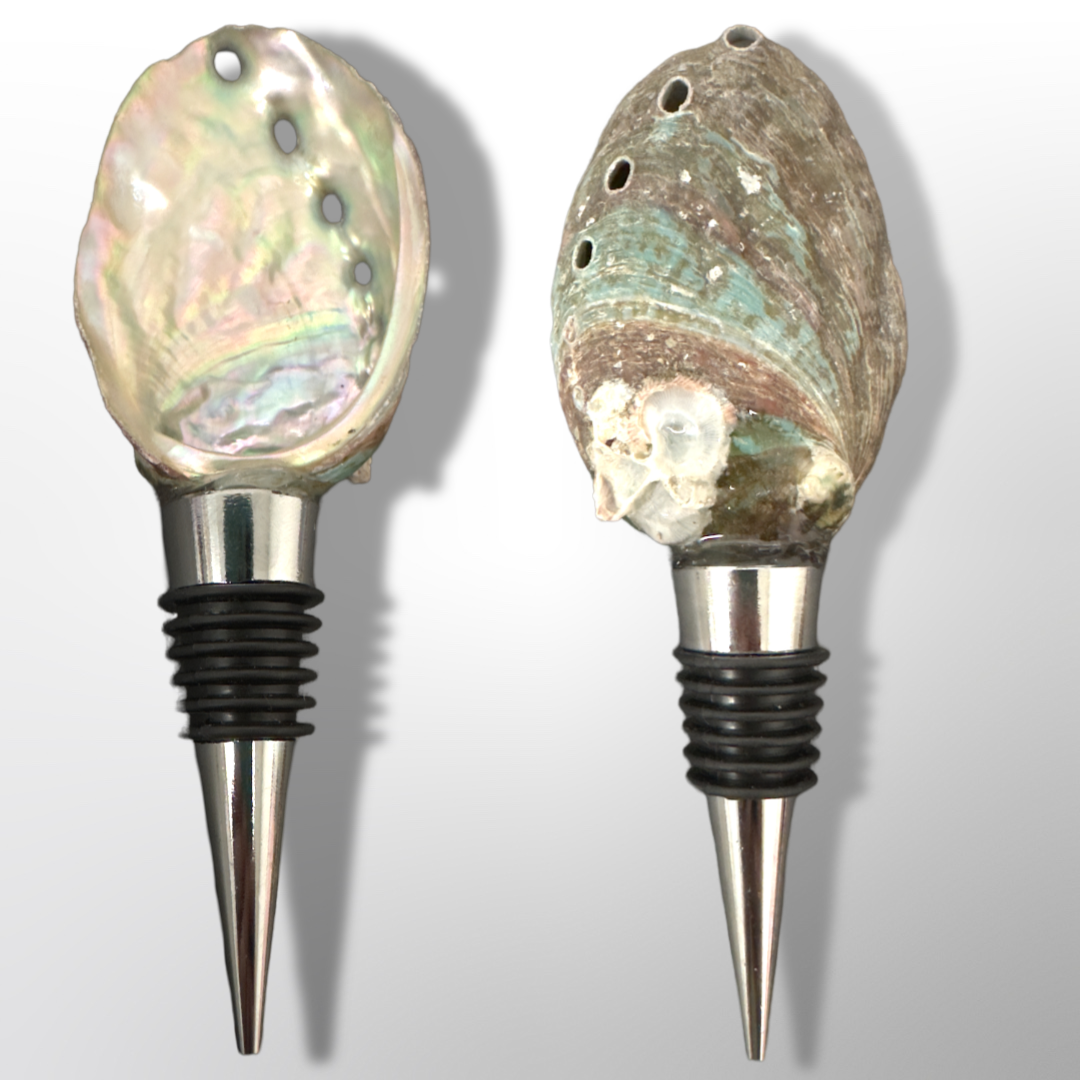 Iridescent Pearl: Handcrafted Abalone Shell Wine Stoppers