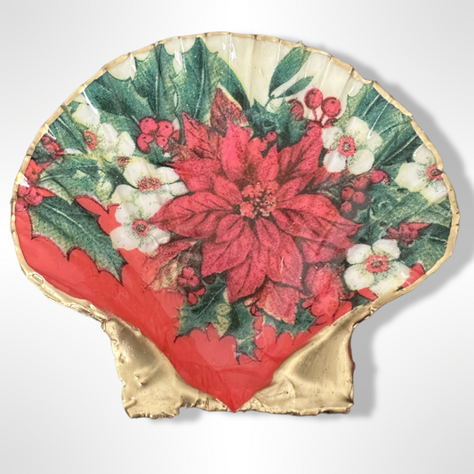 Poinsettia Charm Scallop Dish