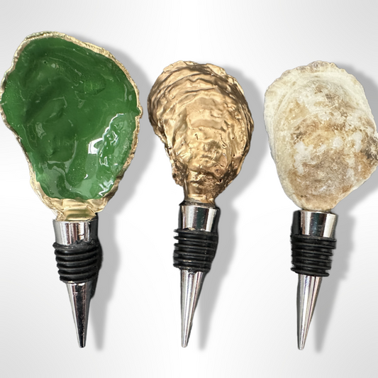 Golden Luxe: Handcrafted Oyster Shell Wine Stoppers