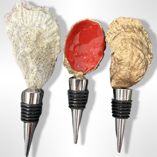 Crimson Luxe: Handcrafted Oyster Shell Wine Stoppers