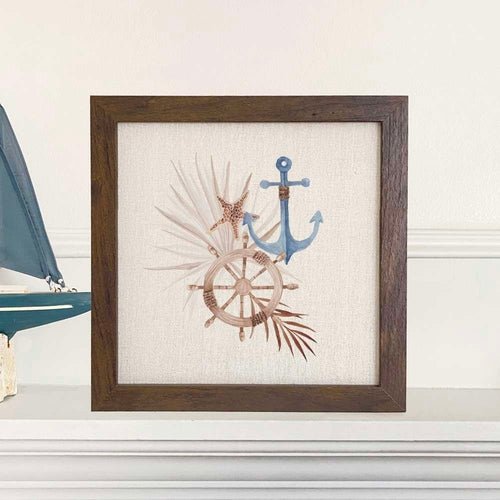 Ship Wheel Anchor - Framed Sign - Shell Yeah by JaksWalnutCS-BFS-11157-BRNHome Decor