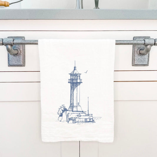 Sketched Lighthouse (Angular) - Cotton Tea Towel - Shell Yeah by JaksCS-CTT-11150Kitchen