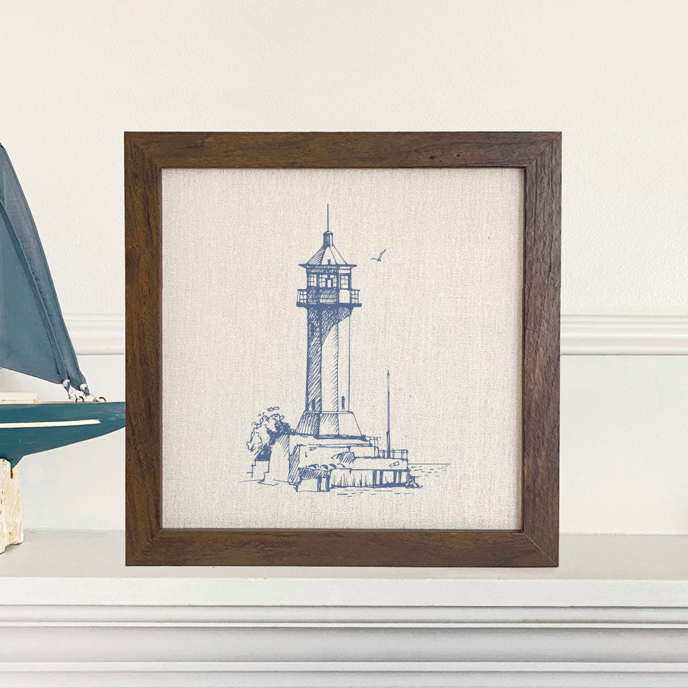 Sketched Lighthouse (Angular) - Framed Sign - Shell Yeah by JaksWalnutCS-BFS-11150-BRNHome Decor