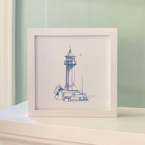 Sketched Lighthouse (Angular) - Framed Sign - Shell Yeah by JaksWhite-washedCS-BFS-11150-WHTHome Decor