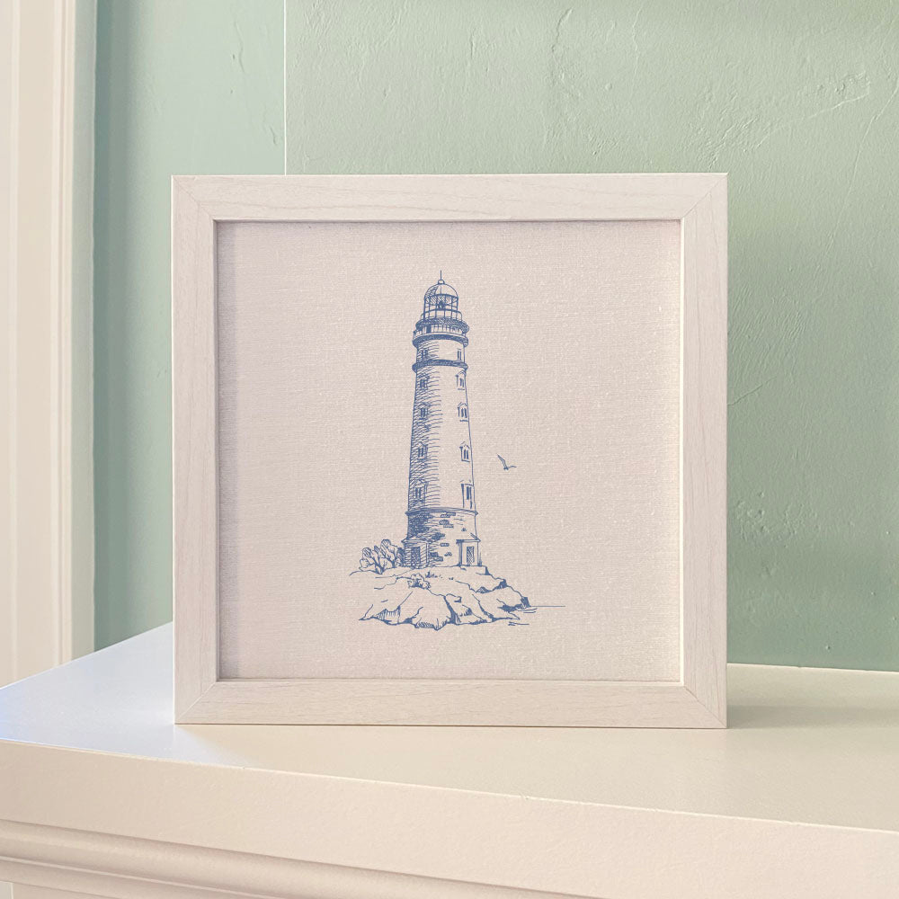 Sketched Lighthouse (Round) - Framed Sign - Shell Yeah by JaksWalnutCS-BFS-11151-BRNHome Decor