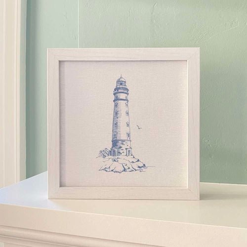 Sketched Lighthouse (Round) - Framed Sign - Shell Yeah by JaksWhite-washedCS-BFS-11151-WHTHome Decor