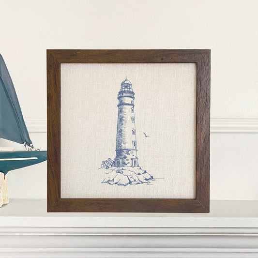 Sketched Lighthouse (Round) - Framed Sign - Shell Yeah by JaksWalnutCS-BFS-11151-BRNHome Decor