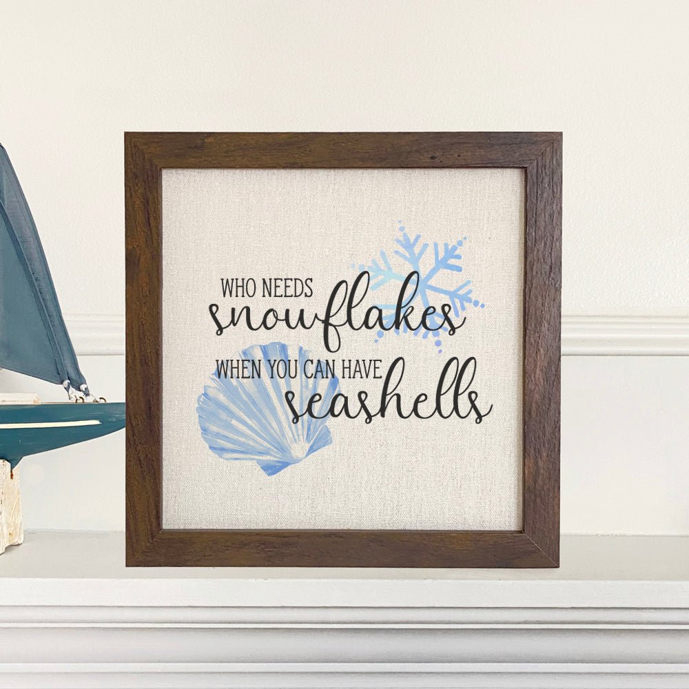 Snowflakes and Seashells - Framed Sign - Shell Yeah by JaksWalnutCS-BFS-11300-BRNHome Decor