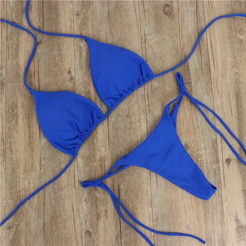 Solid Bikini Sets Women Tie Side Thong Swimsuit - Shell Yeah by JaksSBlueBLUE-SOther