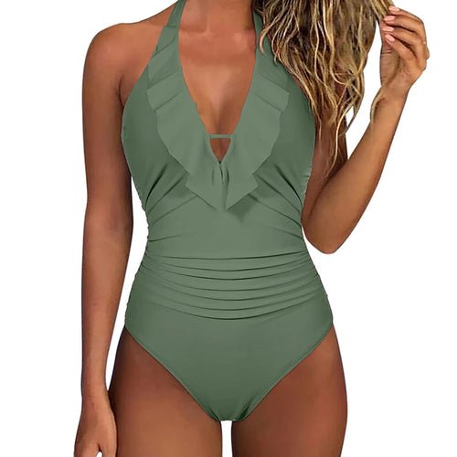 Solid Halter One Piece - Shell Yeah by JaksXXLgreenGREEN-XXL-CHINAOther