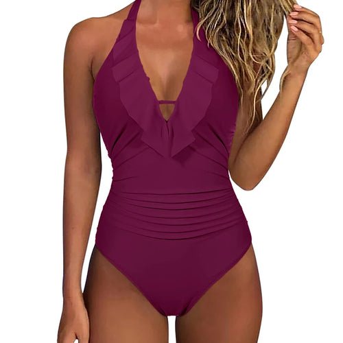 Solid Halter One Piece - Shell Yeah by JaksXXLwine redWINERED-XXL-CHINAOther