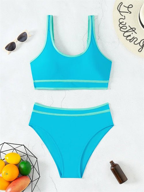 Solid High Waist Swimsuit - Shell Yeah by JaksL55-L-CHINAOther