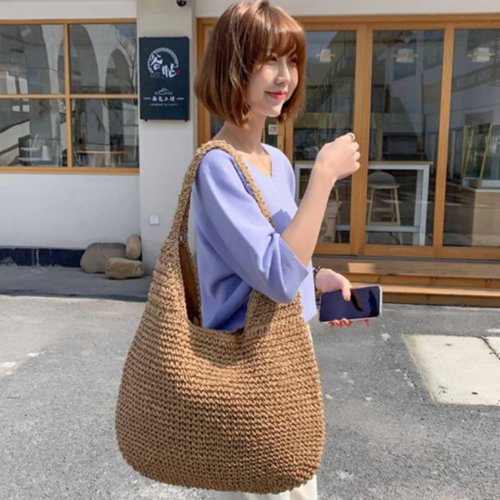 Summer Shoulder Straw Tote - Shell Yeah by JaksKhakiCSY8392033ST11-KHKHandbags