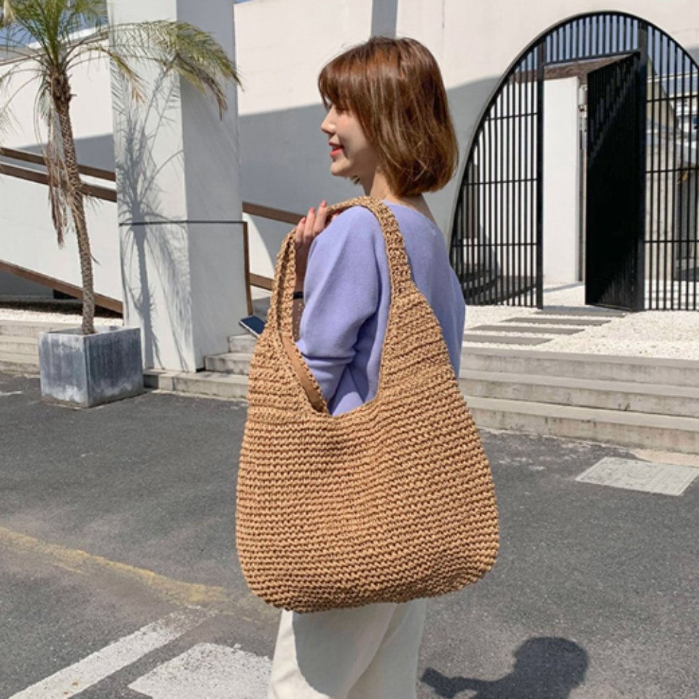 Summer Shoulder Straw Tote - Shell Yeah by JaksKhakiCSY8392033ST11-KHKHandbags