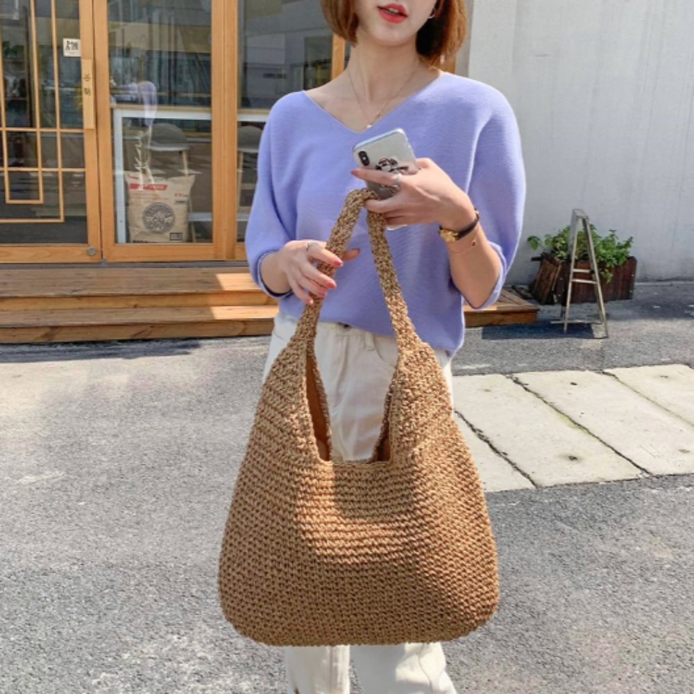 Summer Shoulder Straw Tote - Shell Yeah by JaksKhakiCSY8392033ST11-KHKHandbags